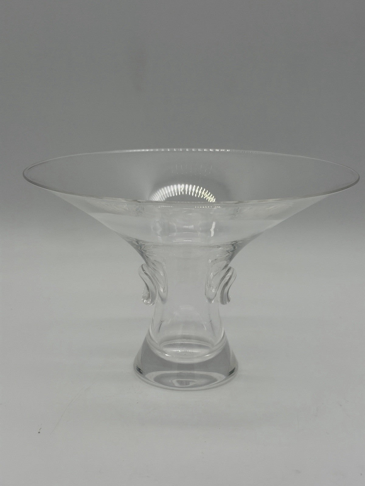 Steuben Signed Bouquet Trumpet Thumbprint Pinch Vase by George Thompson 7”x5”