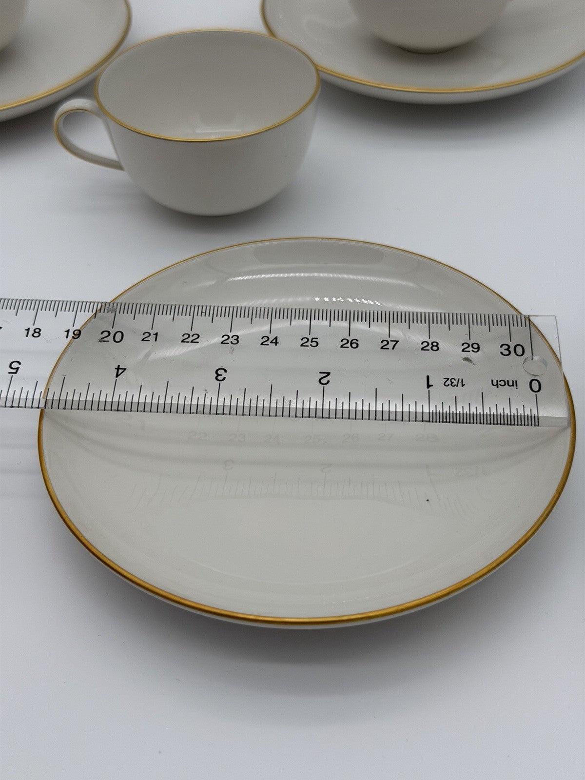 KPM Berlin Porcelain 1850 Demitasse Cups & Saucers White /gold Rim Antique
