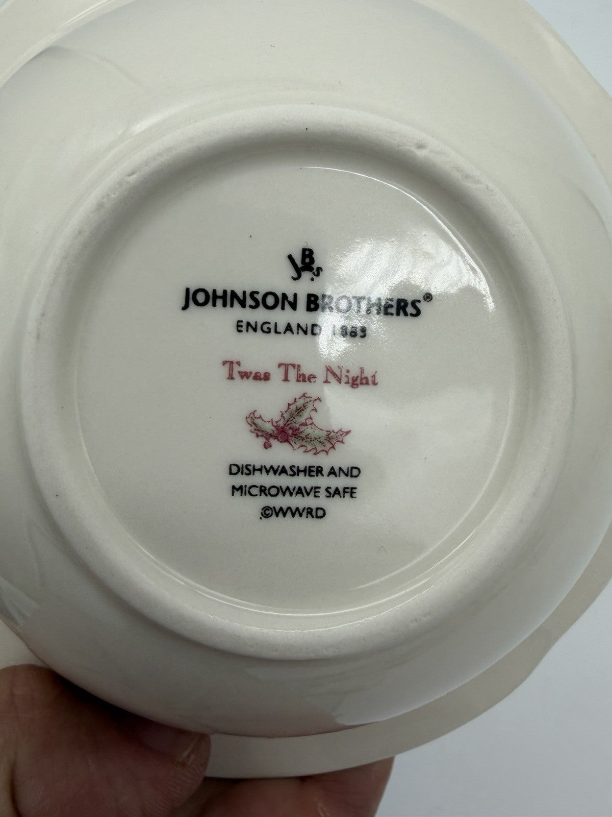 Johnson Brothers Red Porcelain Twas The Night Cereal Bowl Porcelain England 2