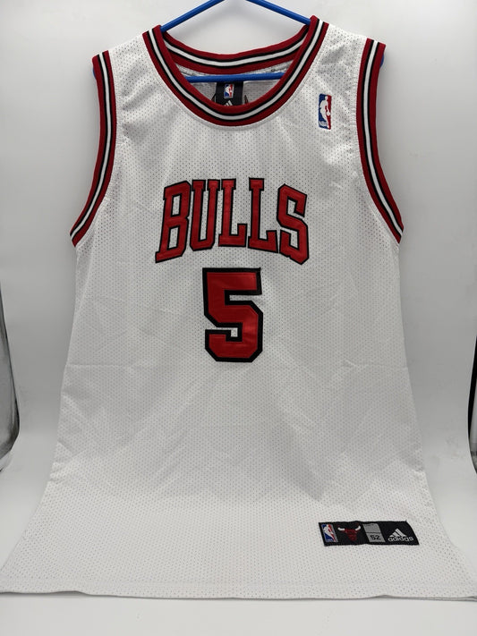 Addidas Chicago Bulls Carlos Boozer #5 NBA Basketball Jersey White Red Black 52
