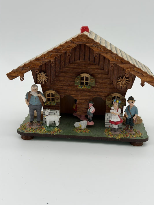Folk Art Black Forest German Wood Weather House Heidi & Grandpa House Wall Decor