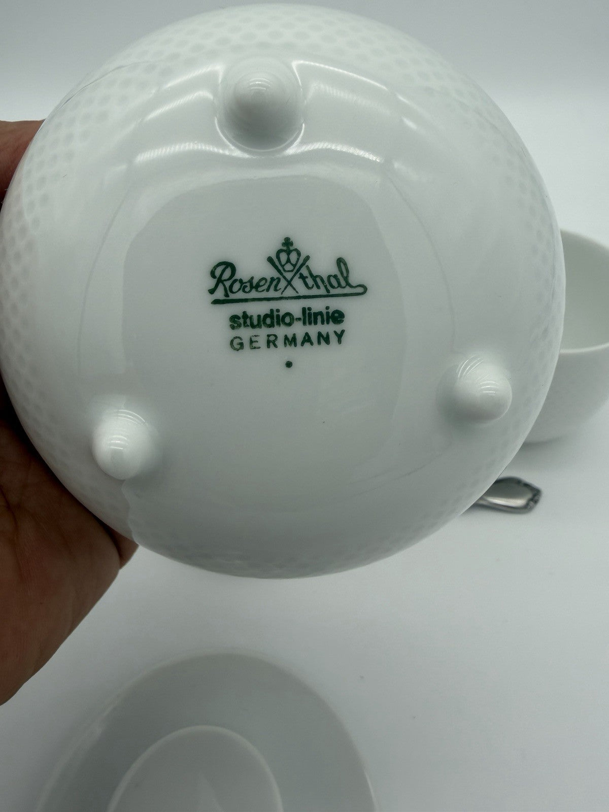 Rosenthal Porcelain Studio Linie Germany Sugar Bowl & Creamer White Glossy Vtg