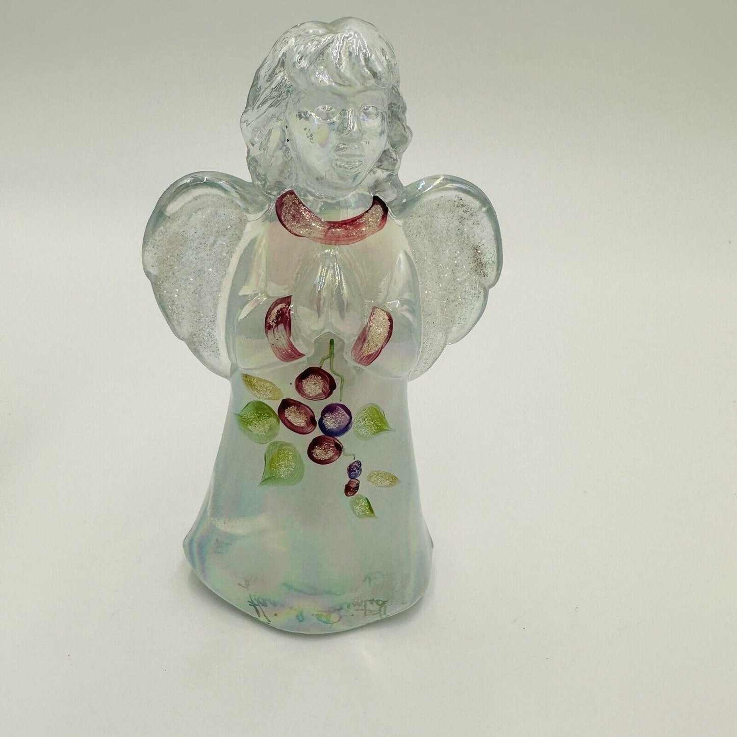 Fenton Angel Figurine 100 Year Anniversary Hand Painted Iridescent 2005 5in