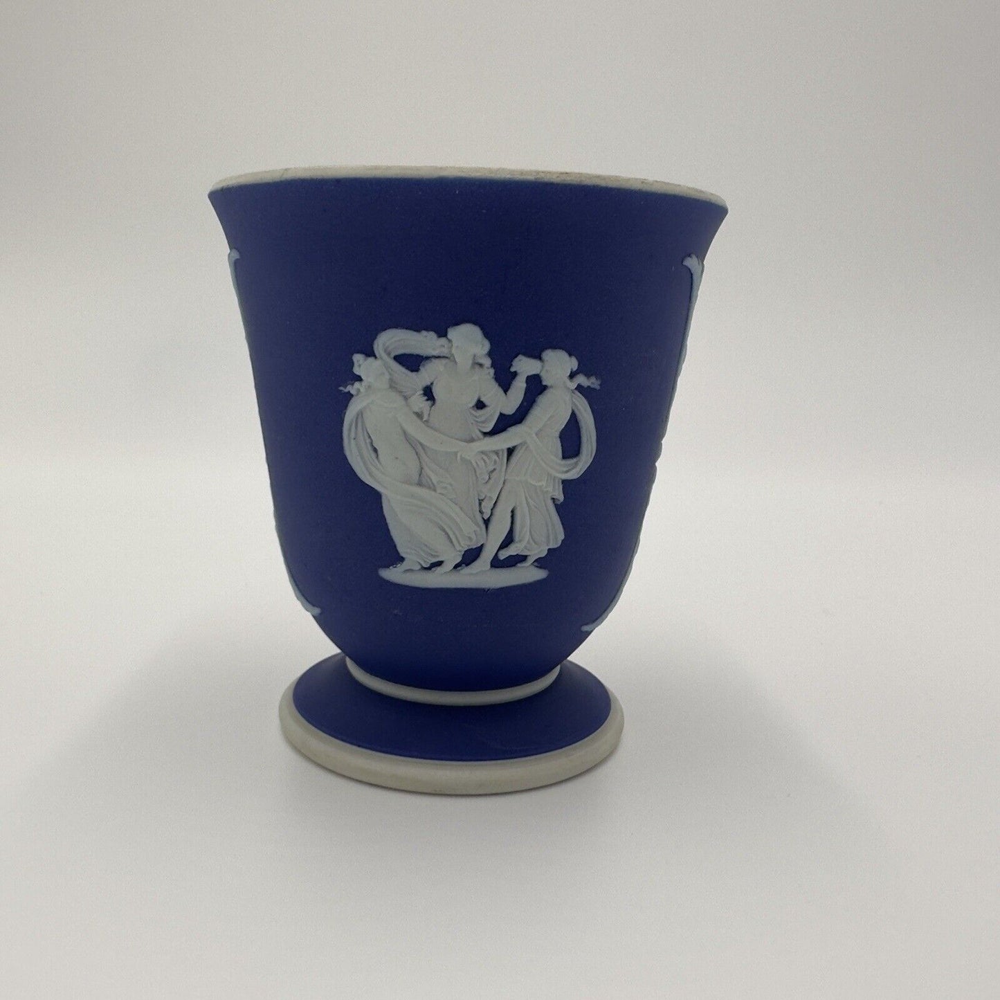 Wedgwood Vase Jasperware Cobalt Bud Goddess Angels England 3.25" Dark Blue