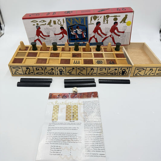 SENET Egyptian Wood Board Game COMPLETE Vintage 1987  Northwest Corner EUC