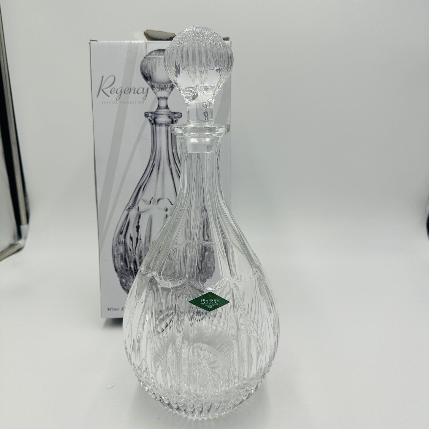 Shannon Crystal Wine Decanter Regency Bright Cut 14in H 46 oz Box