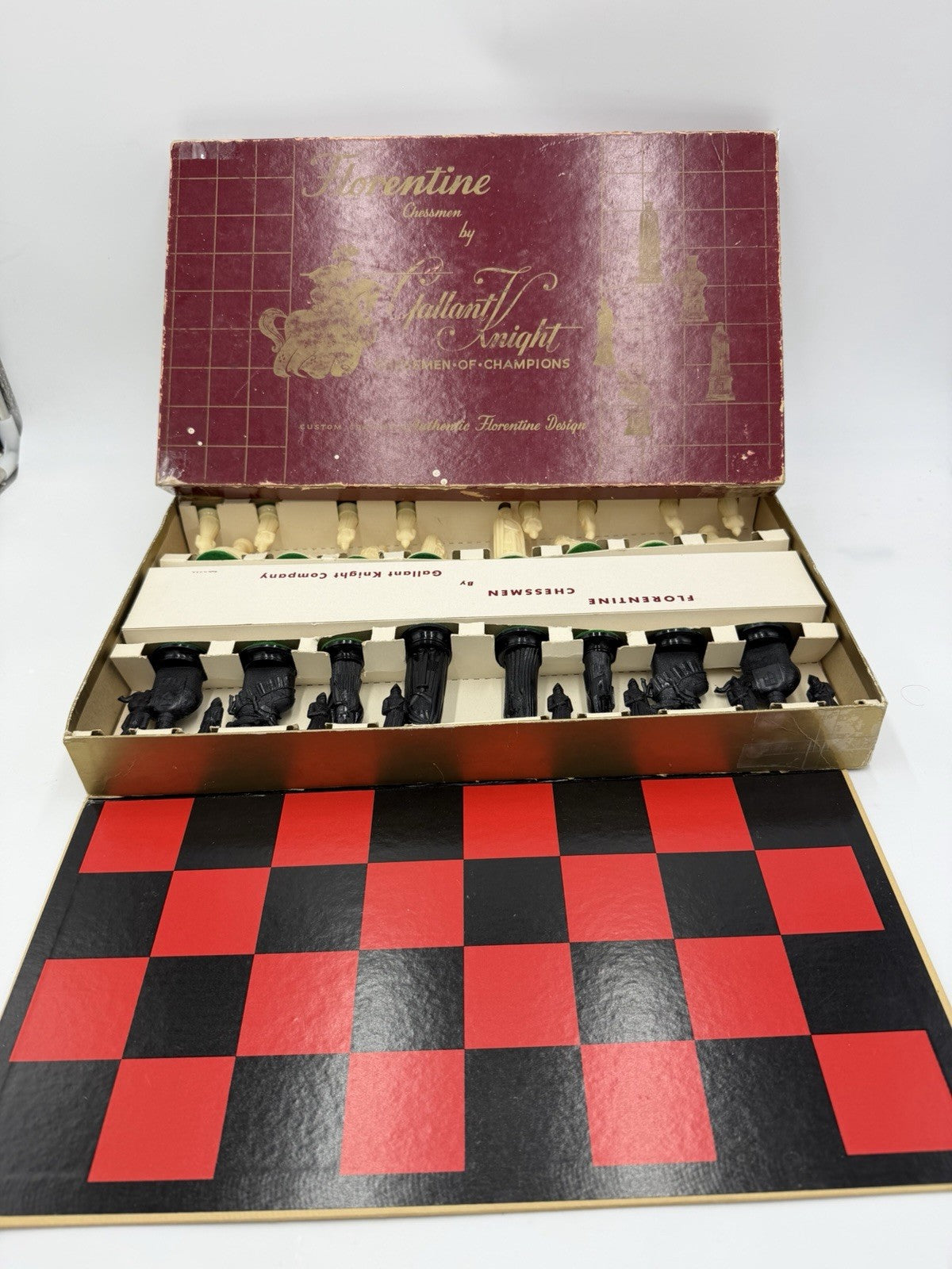 Vintage Florentine chessmen By Gallant Knight Chessmen Of Champions Game USA