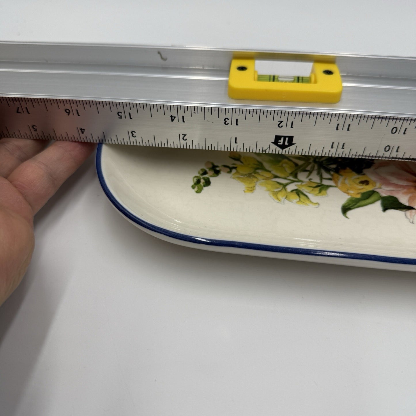 Pottery Barn Rimsk Platter Floral Oval Stoneware Spring