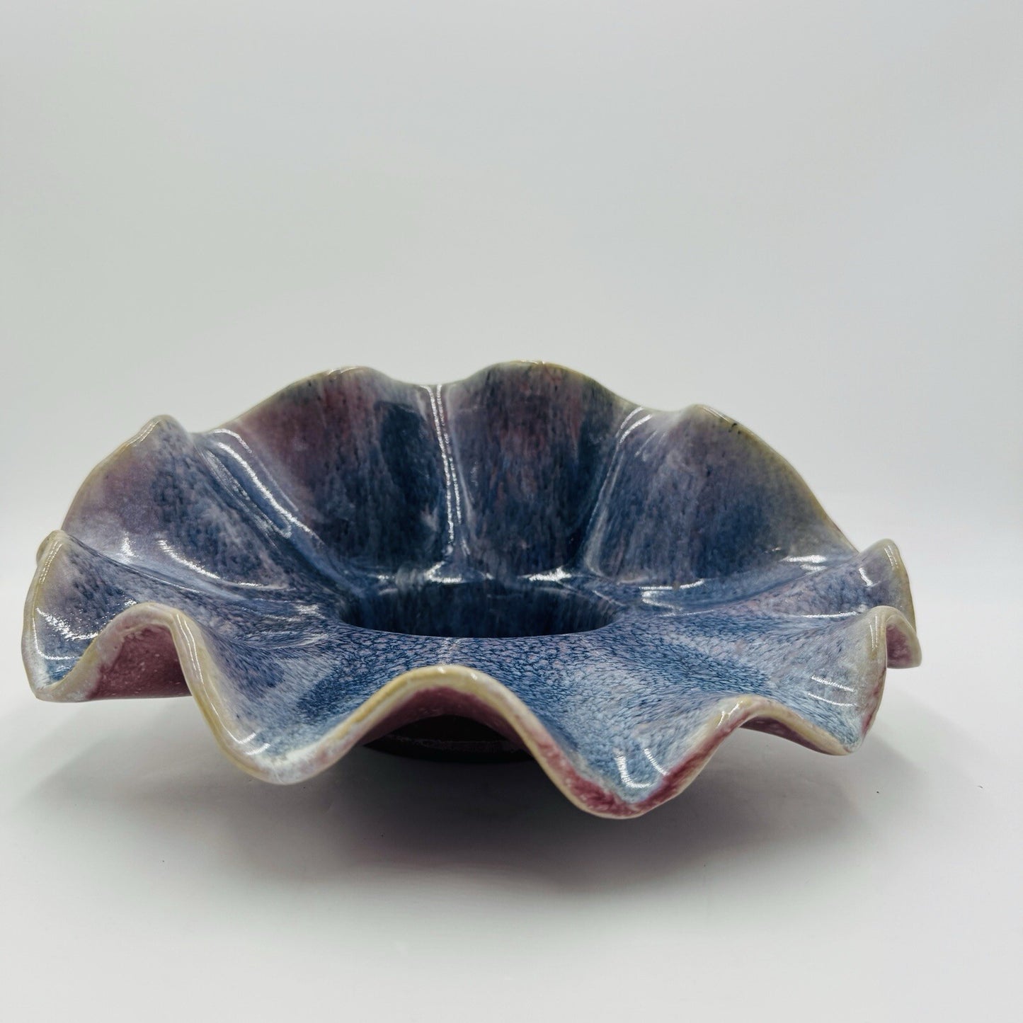 Studio Art Pottery Shell Large Candle Holder MCM Vintage Pink Purple Signed Rare