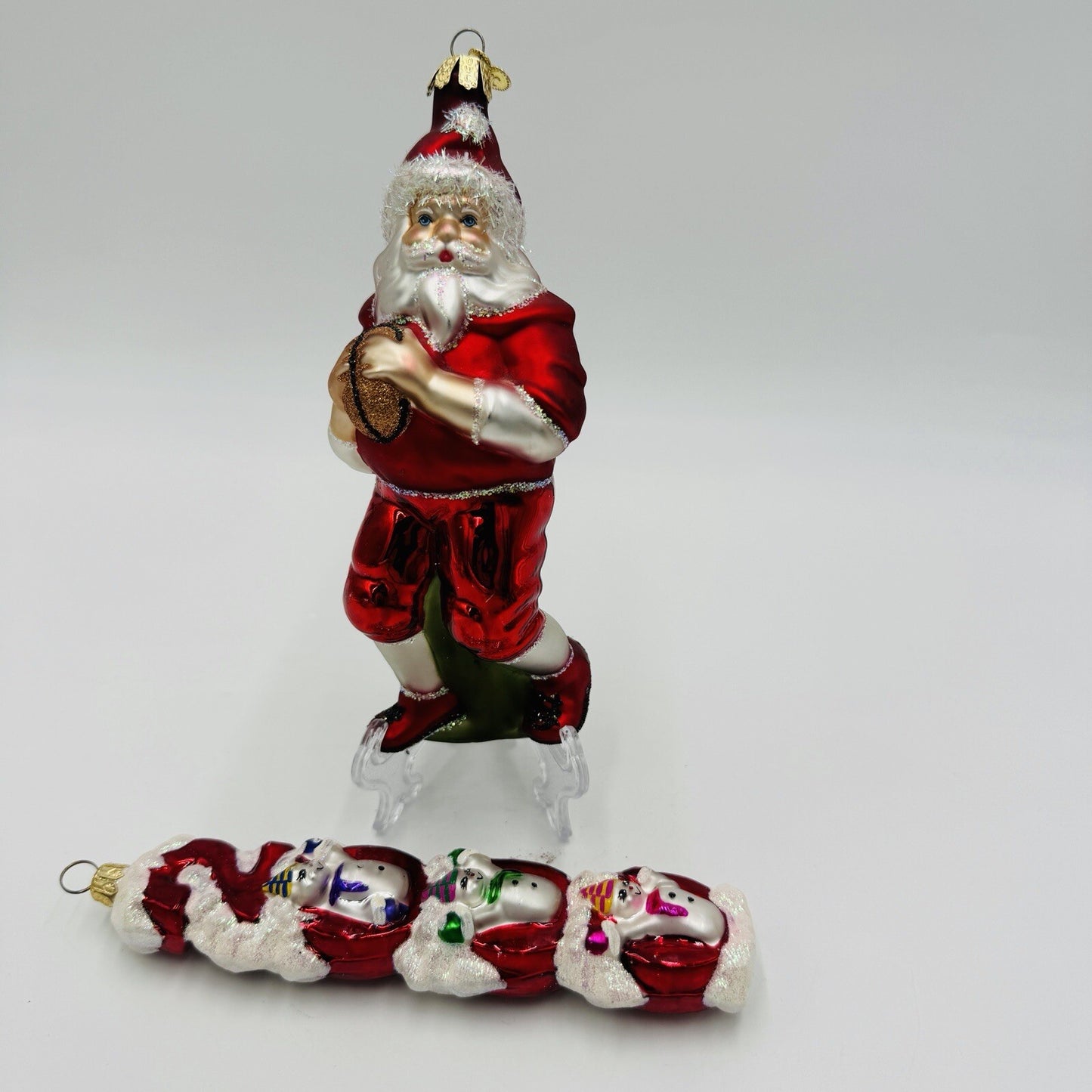 Rare Old World Art Glass Christmas Ornaments American Football Santa
