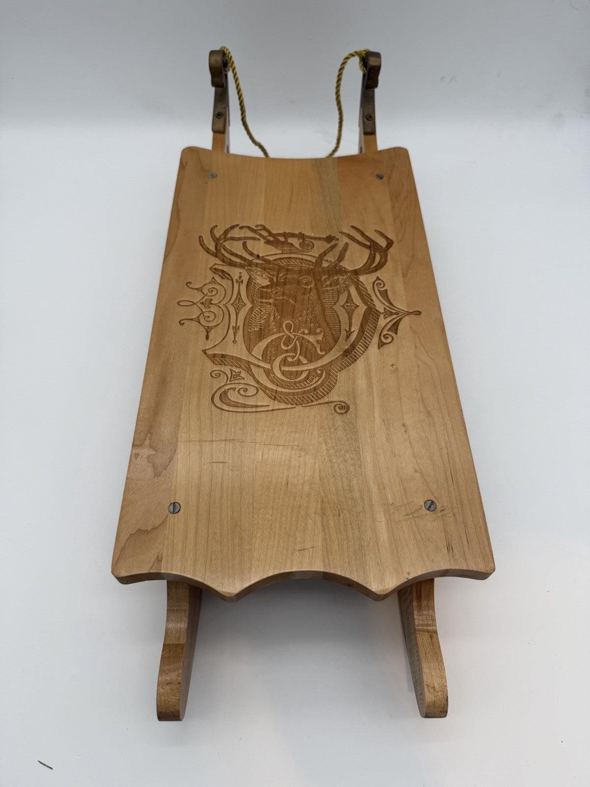 Rare John Deere Wall Decor Wood Carved christmas SLED 1880"S LOGO
