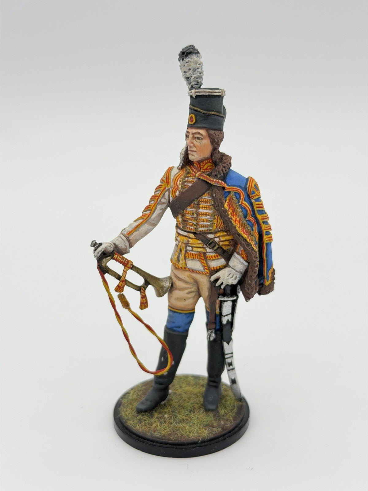 Hand Painted Metal Soldier Prussian Hussar Trumpeter 1750s Scale 1:18 Soldier