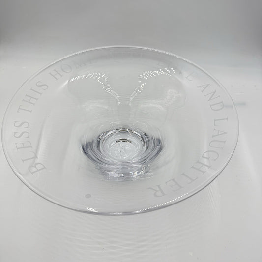 Simon Pearce Bless Bless This Home Love & Laughter Crystal Centerpiece Bowl 14in