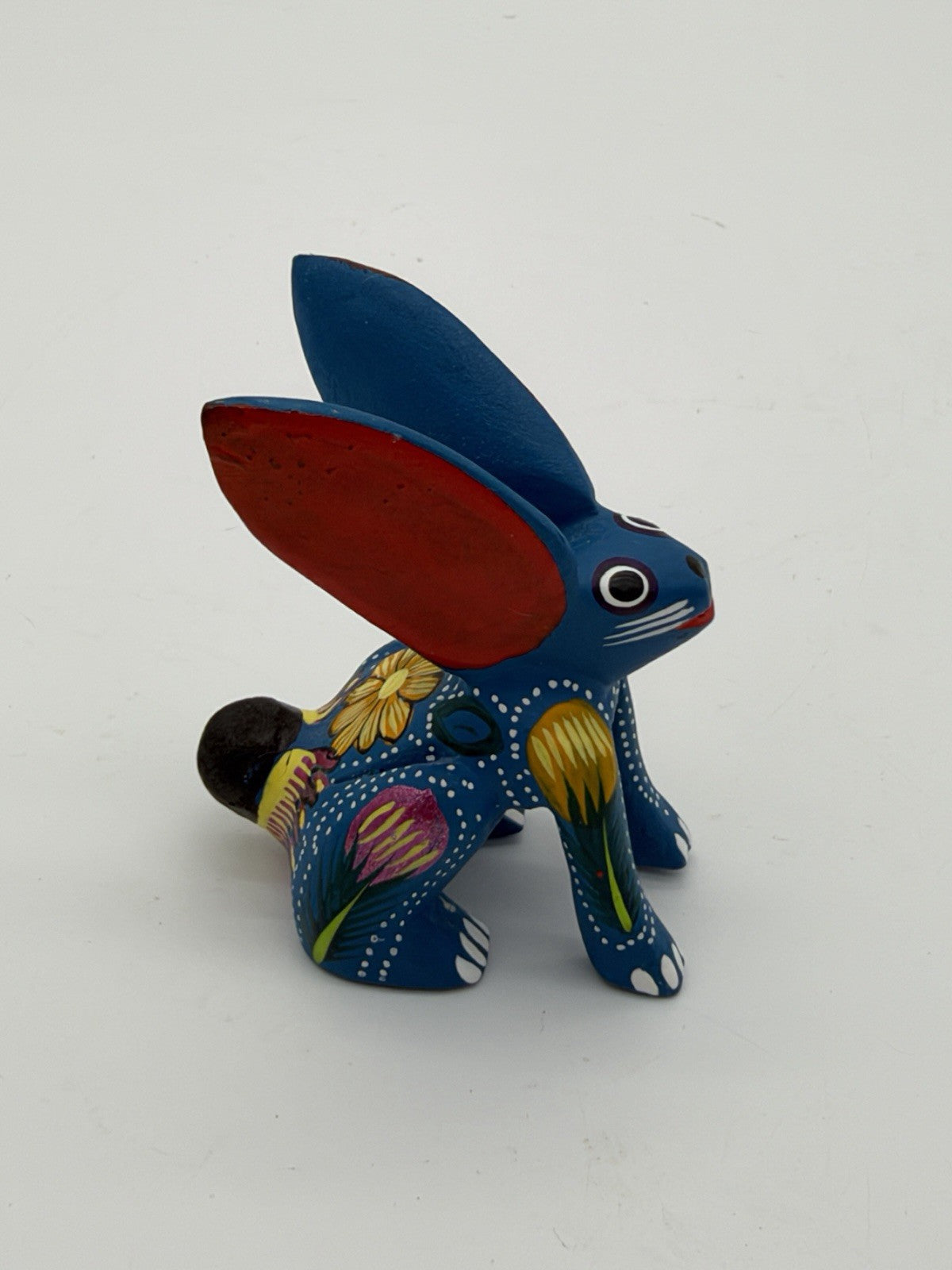 Alebrije folk art Oaxacan wood carving Hand Painted Floral Rabbit Bunny Figurine