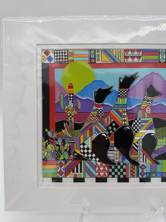 Jonna James Fine Art Desert Dawgs Archival Print Matted 10x7 Signed Vintage