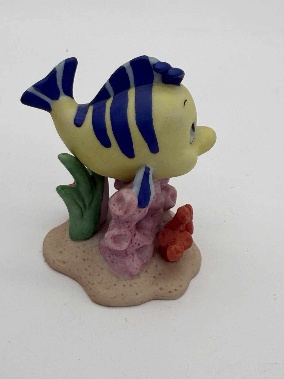 Disney Little Mermaid Flounder Fish Coral Reef Porcelain Figurine Painted 2.5”H