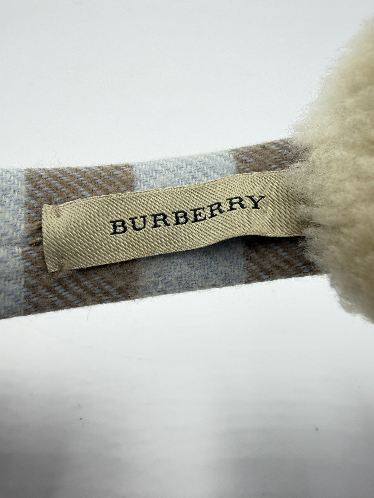 Burberry Earmuffs Cashmere Tan Classic Check Small Kids Light Blue London Englan