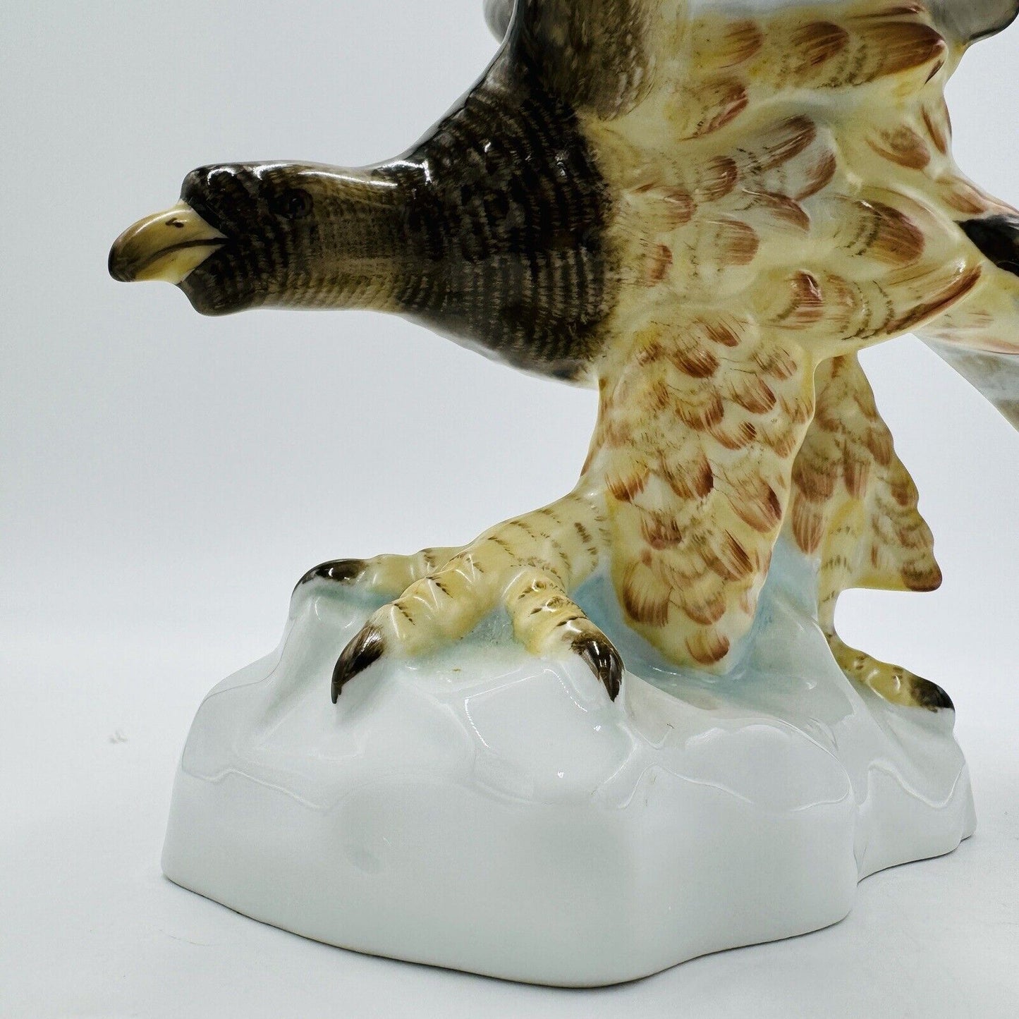 Herend Hungary Porcelain Turul Eagle on Rock Wings Spread Out Figurine 5057