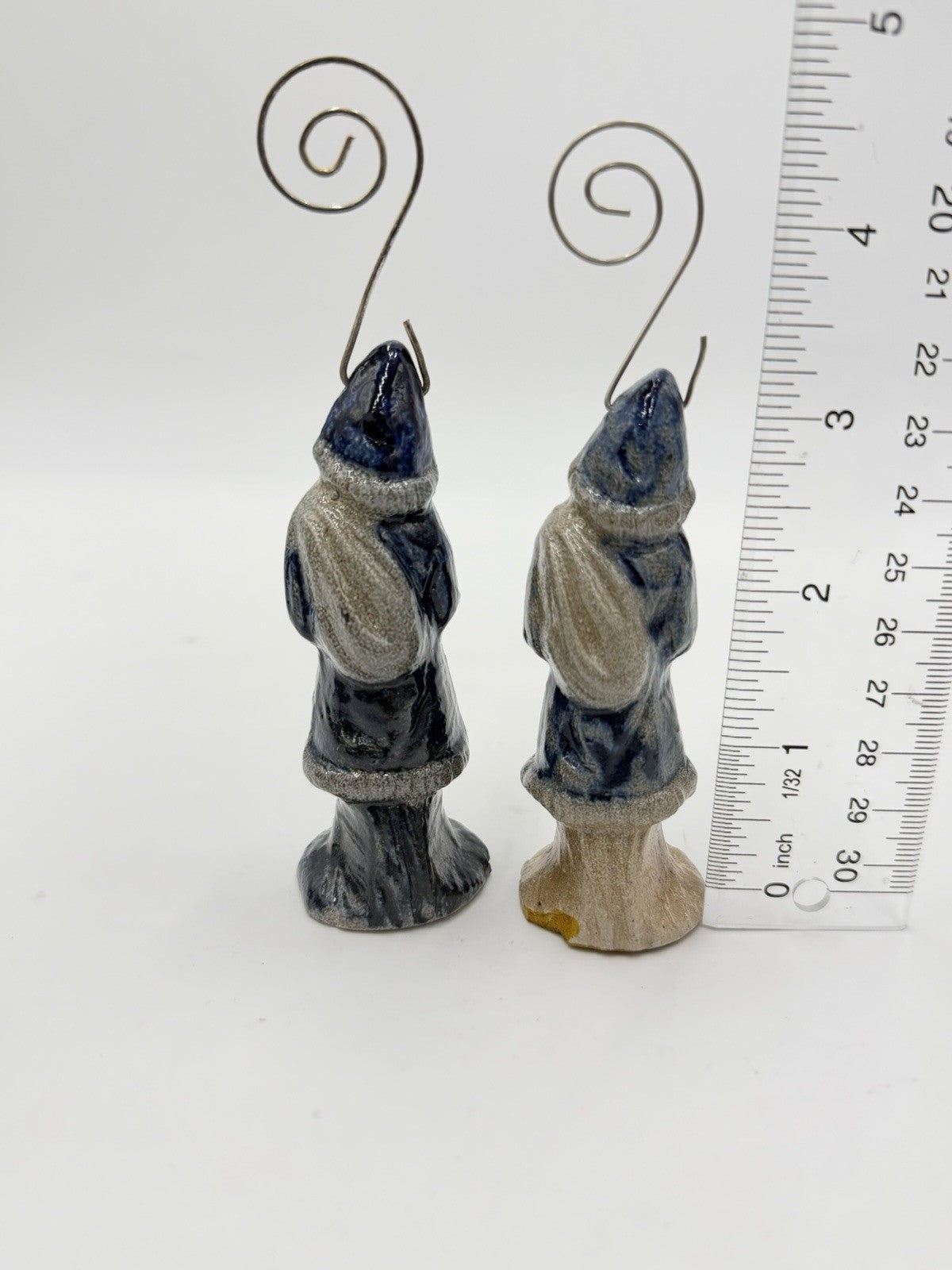 Rowe pottery salt glazed santa 1987 christmas ornaments