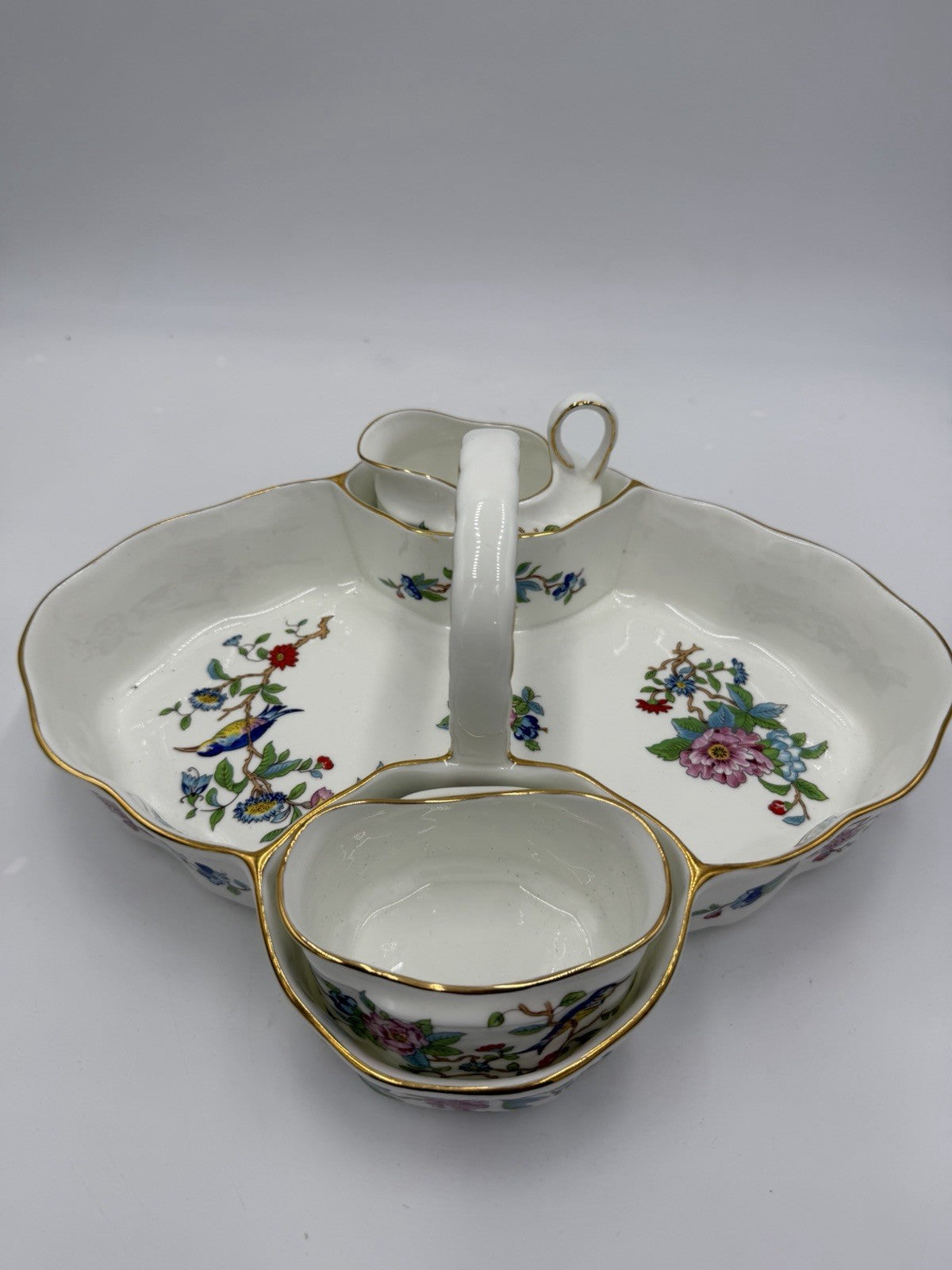 Vintage Aynsley PEMBROKE Tea Tray Strawberry Basket with Sugar & Creamer Set