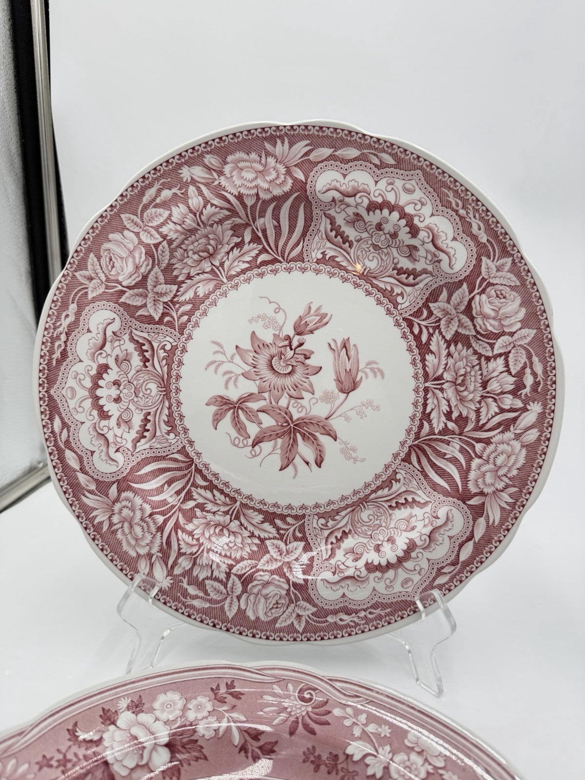 4 Spode England Porcelain Archive Collection Georgian Series Red Floral Plates