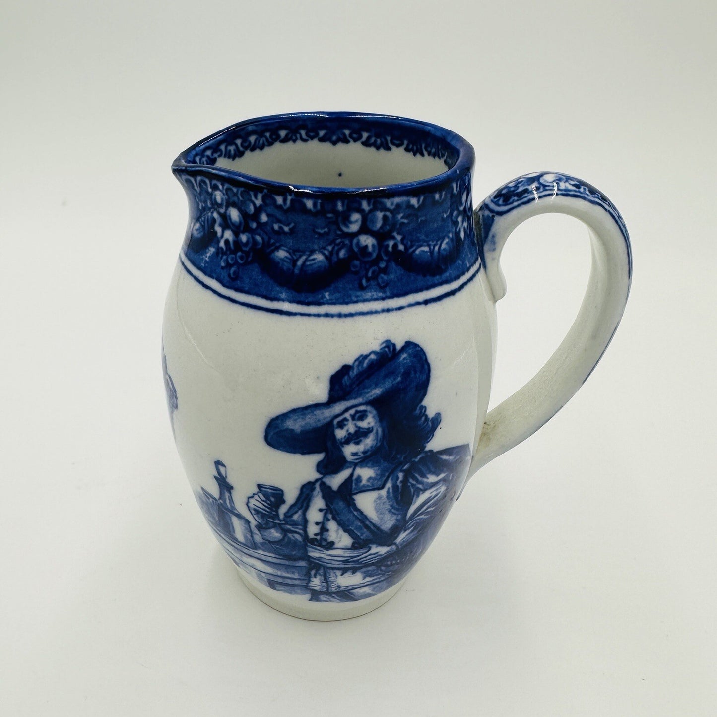 Royal Doulton Pitcher Morissian Flow Blue Pottery The King God Bless Him Antique