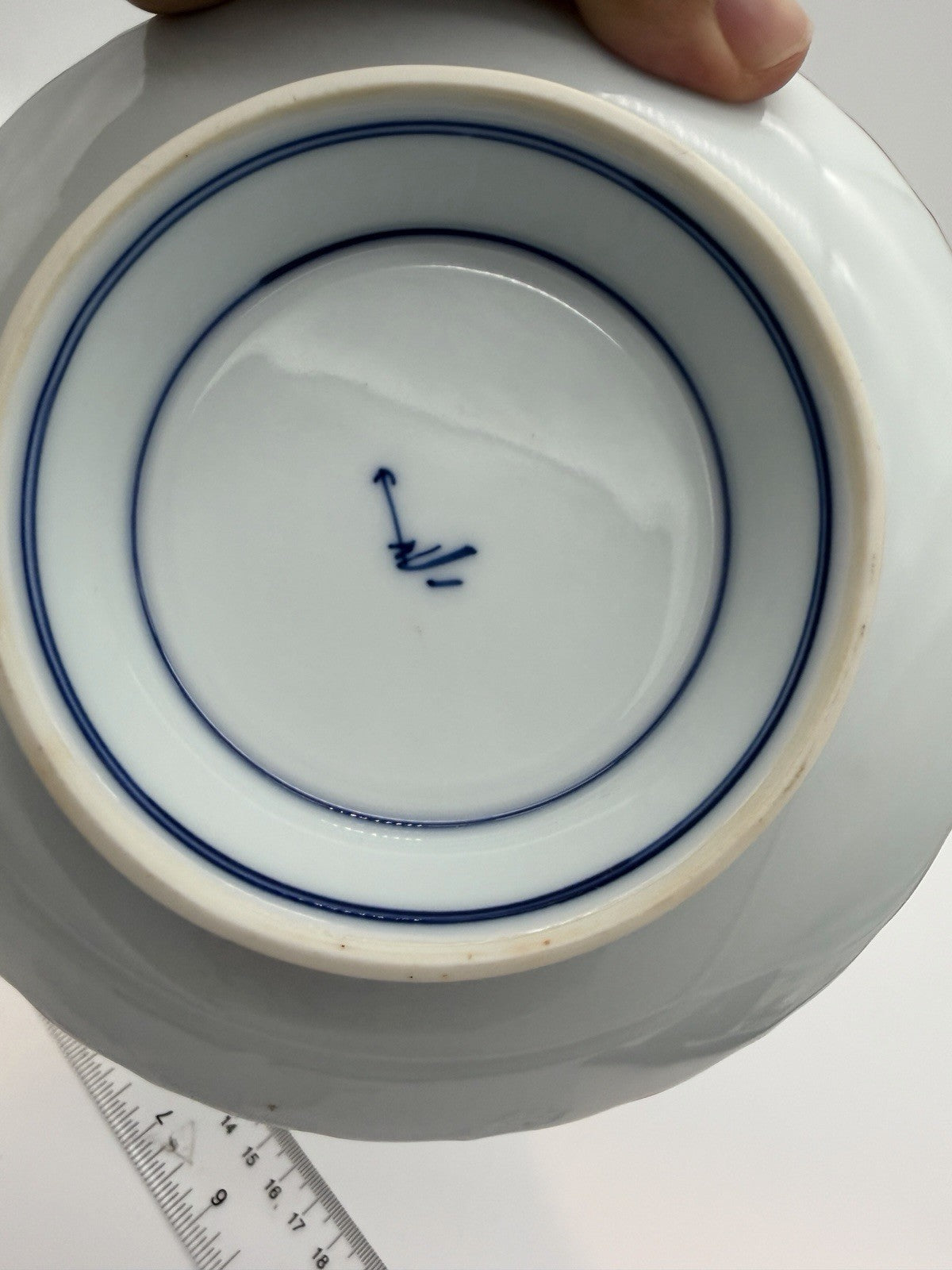 Antique Arita Japan Porcelain Blue /white Pedestal Painted Footed Serving Dish