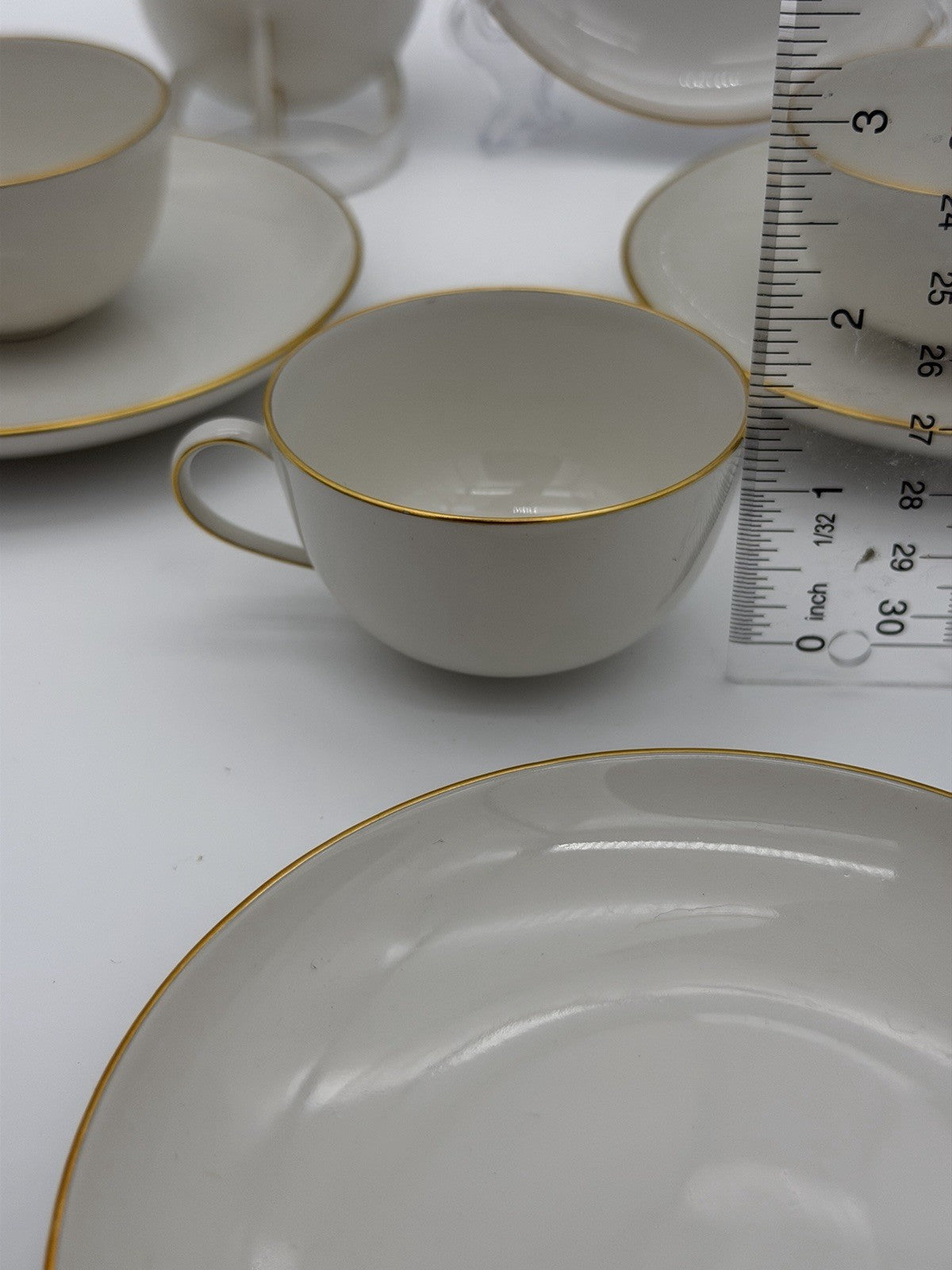 KPM Berlin Porcelain 1850 Demitasse Cups & Saucers White /gold Rim Antique