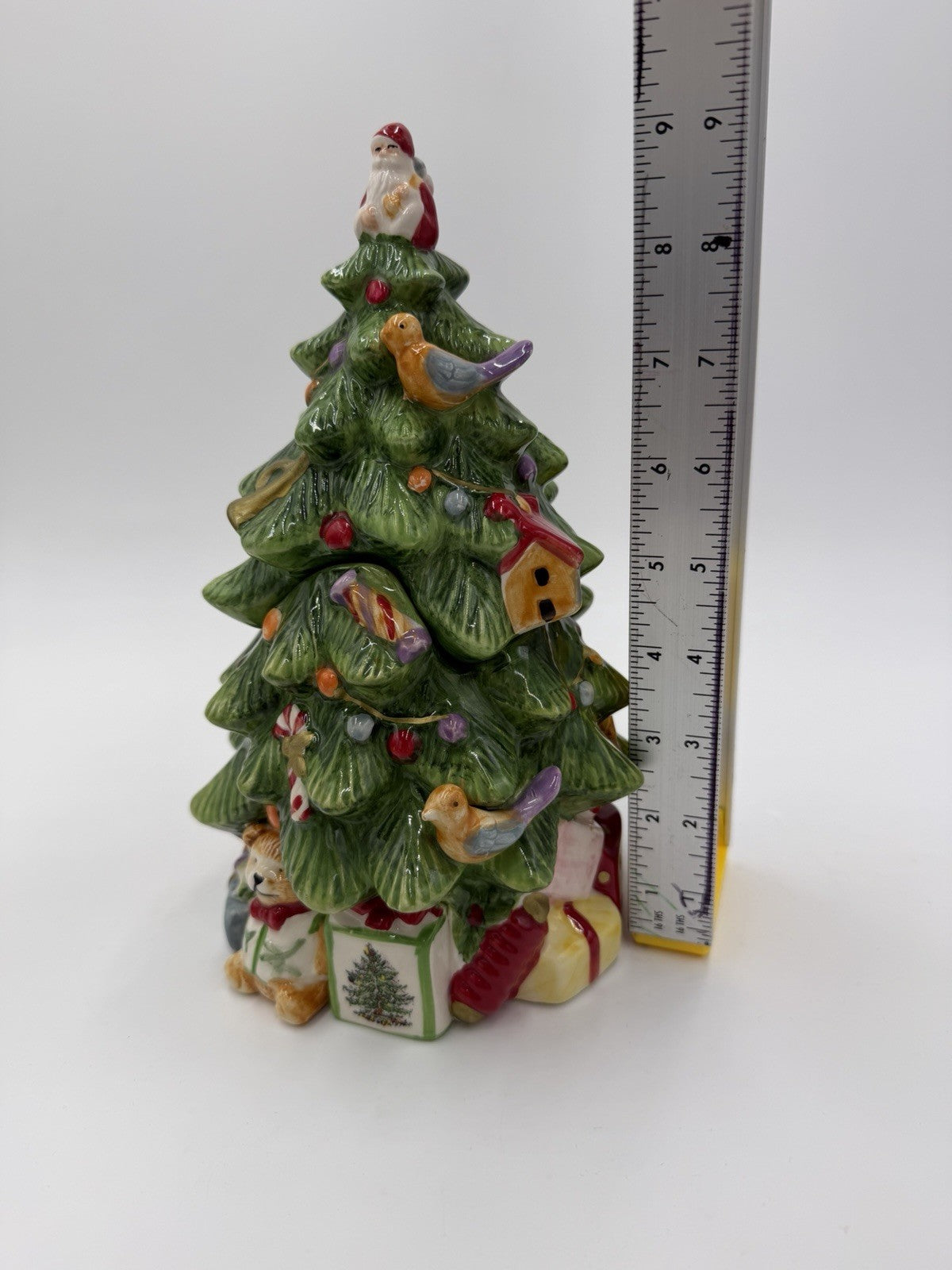Spode Christmas Tree Cookie Jar & Lid Prestige Collection 9”Tall Vintage Ceramic