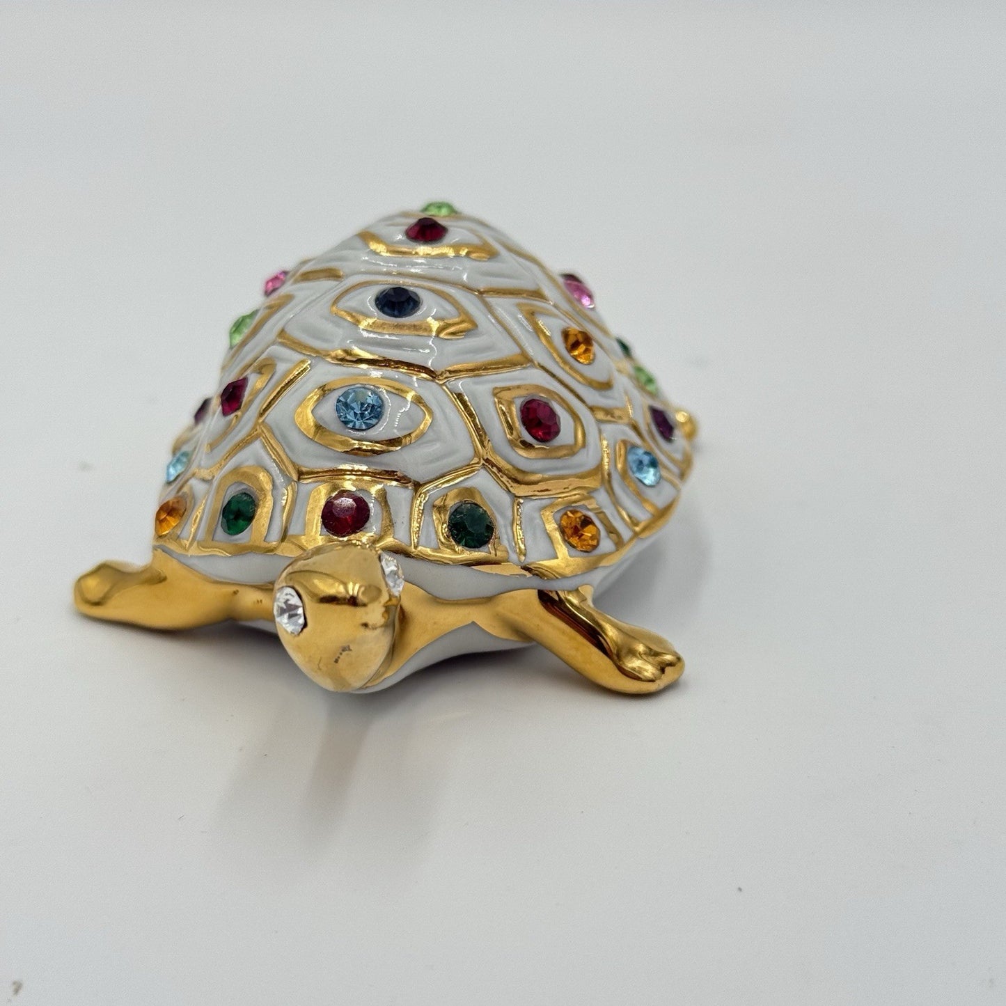 Capodimonte Italy  Turtle Figurine w/ Swarovski Crystals Polaris Porcupine 2”x 4