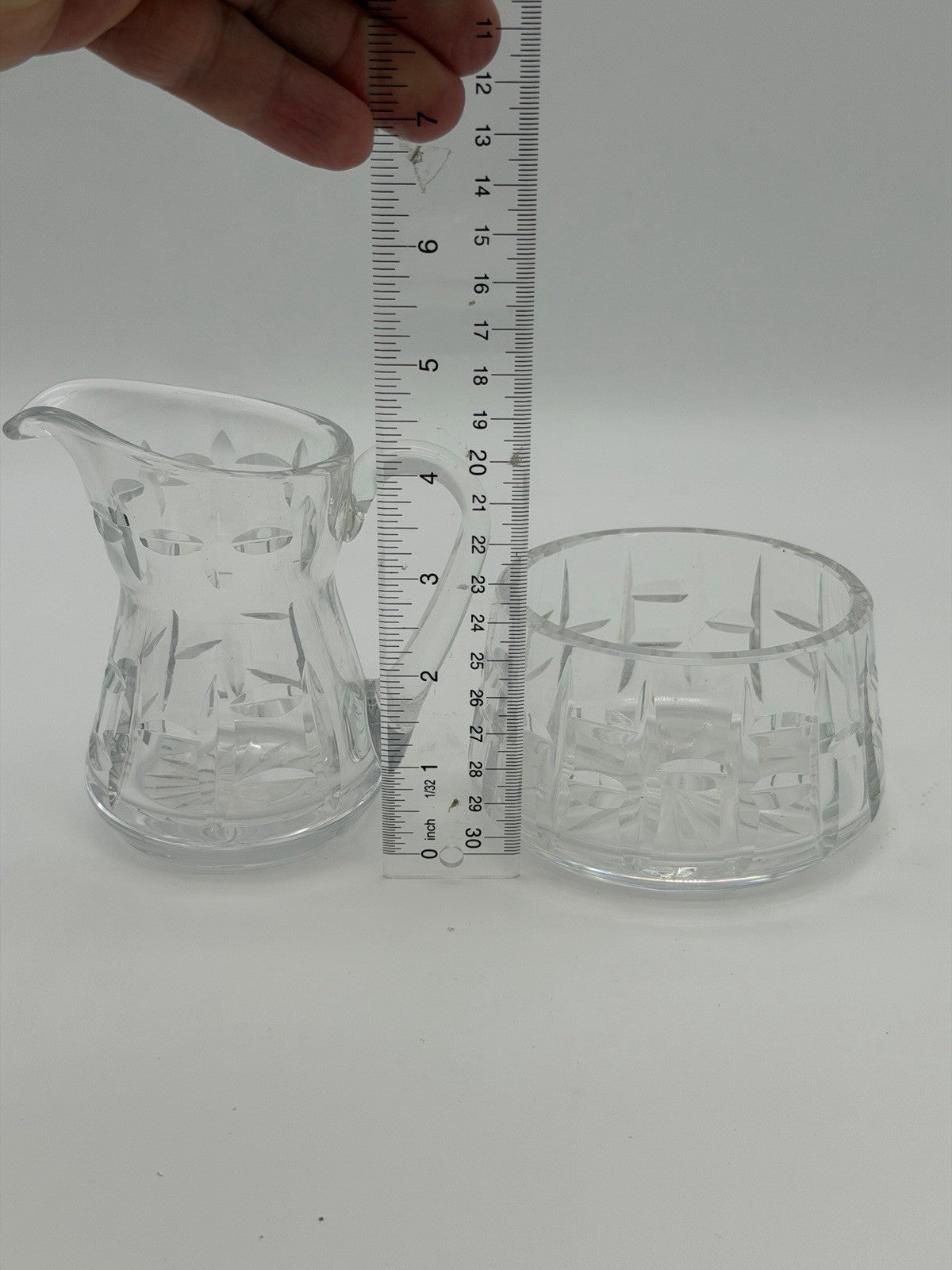 Waterford Crystal Tralee Cream & Sugar Bowl Cut Ireland Signed Set 2 PCs