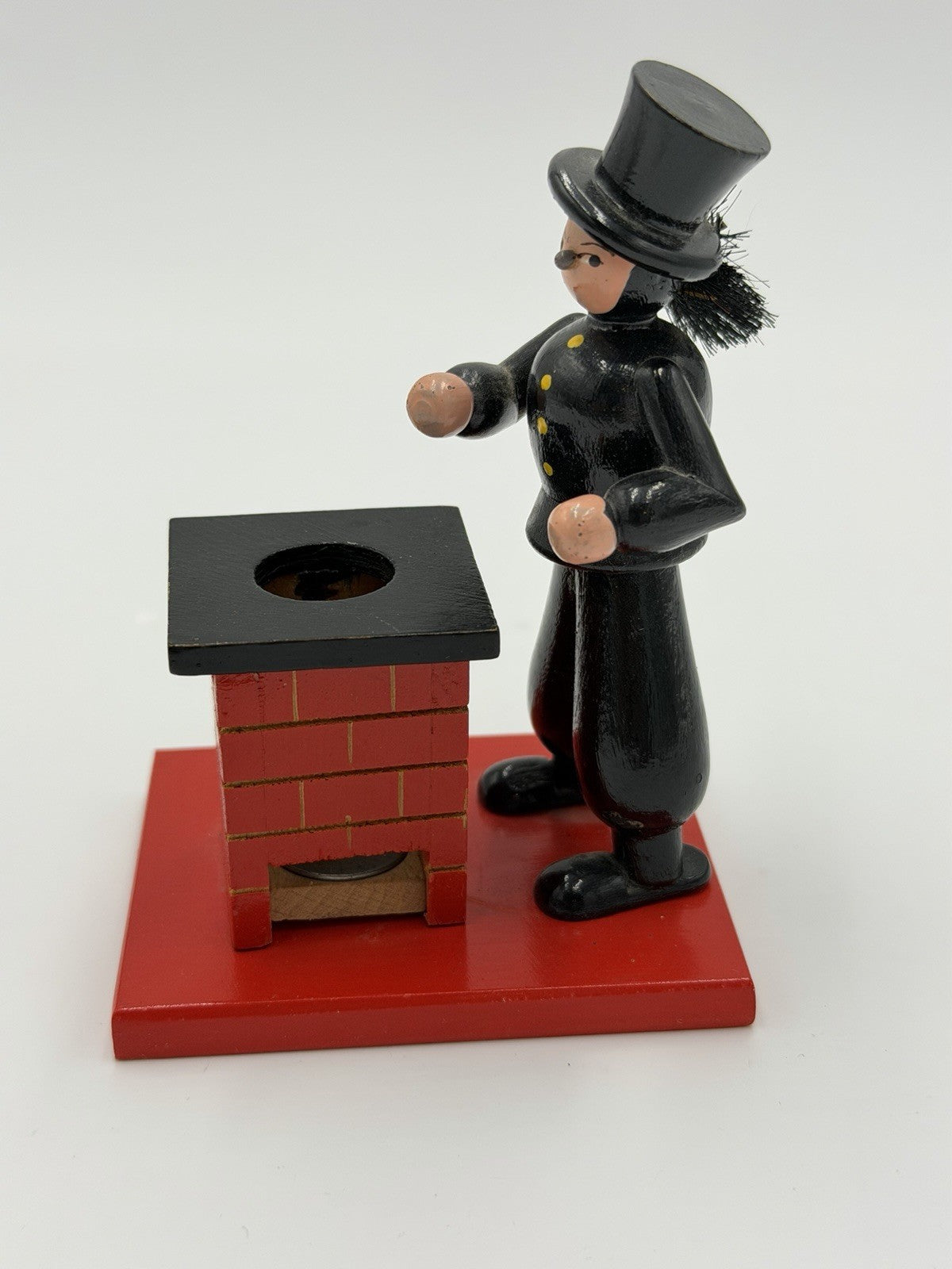 vintage Erzgebirge German wooden incense smoker chimney sweeper Folk Art 4”H