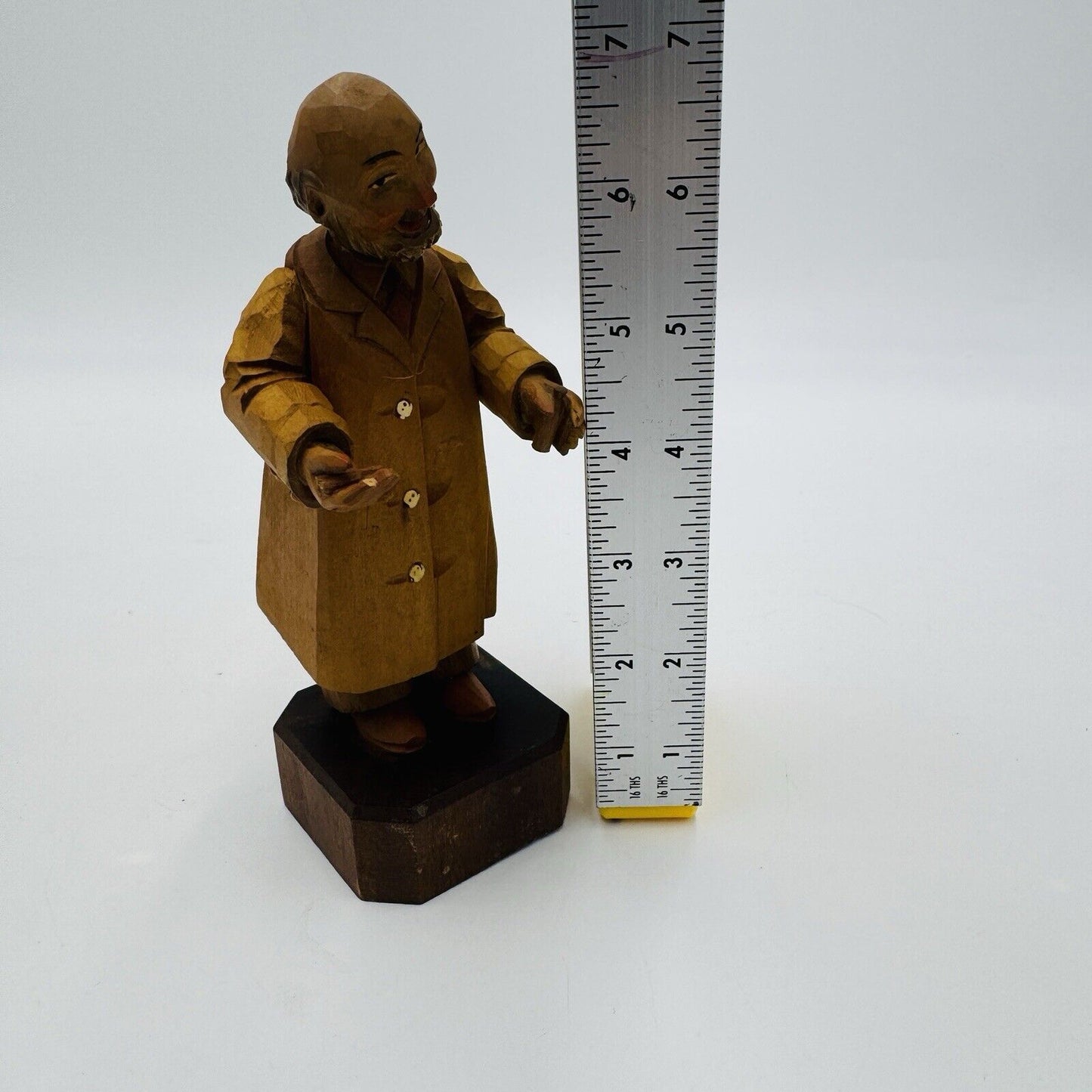 Vintage Anri Hand Carved Wood Doctor Figurine Pediatrics Medicine 6.75” Folk Art