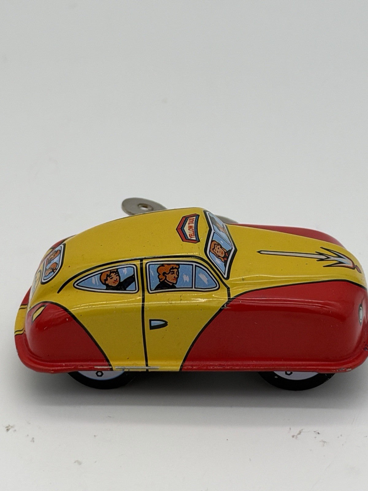 Tin Toy Yellow Taxi Cab Retro Clockwork Toy Car Vintage 1”x2” Metal Japan 6781