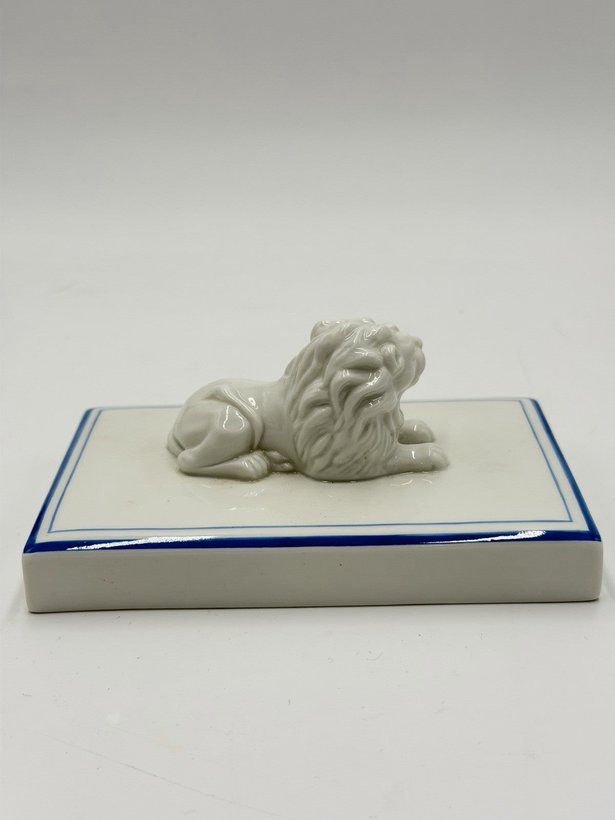 Nymphenburg Porcelain Germany Bavarian Lion Blue Border Antique Figurine