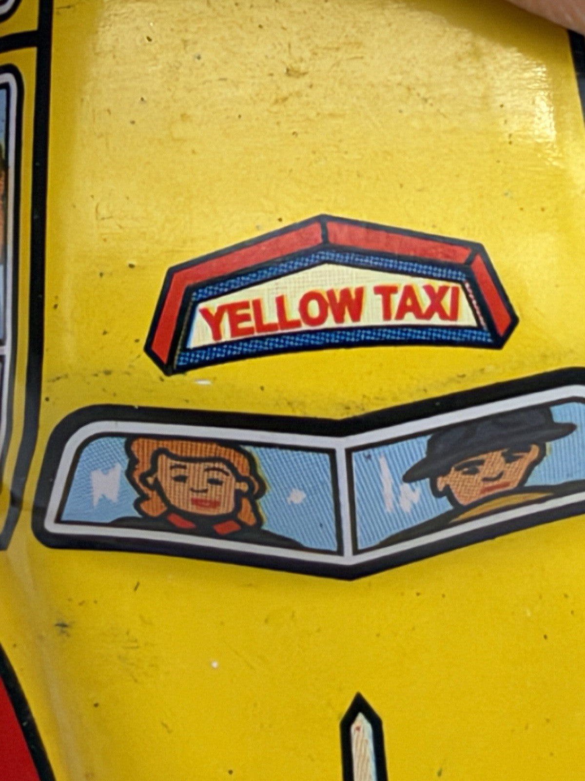 Tin Toy Yellow Taxi Cab Retro Clockwork Toy Car Vintage 1”x2” Metal Japan 6781