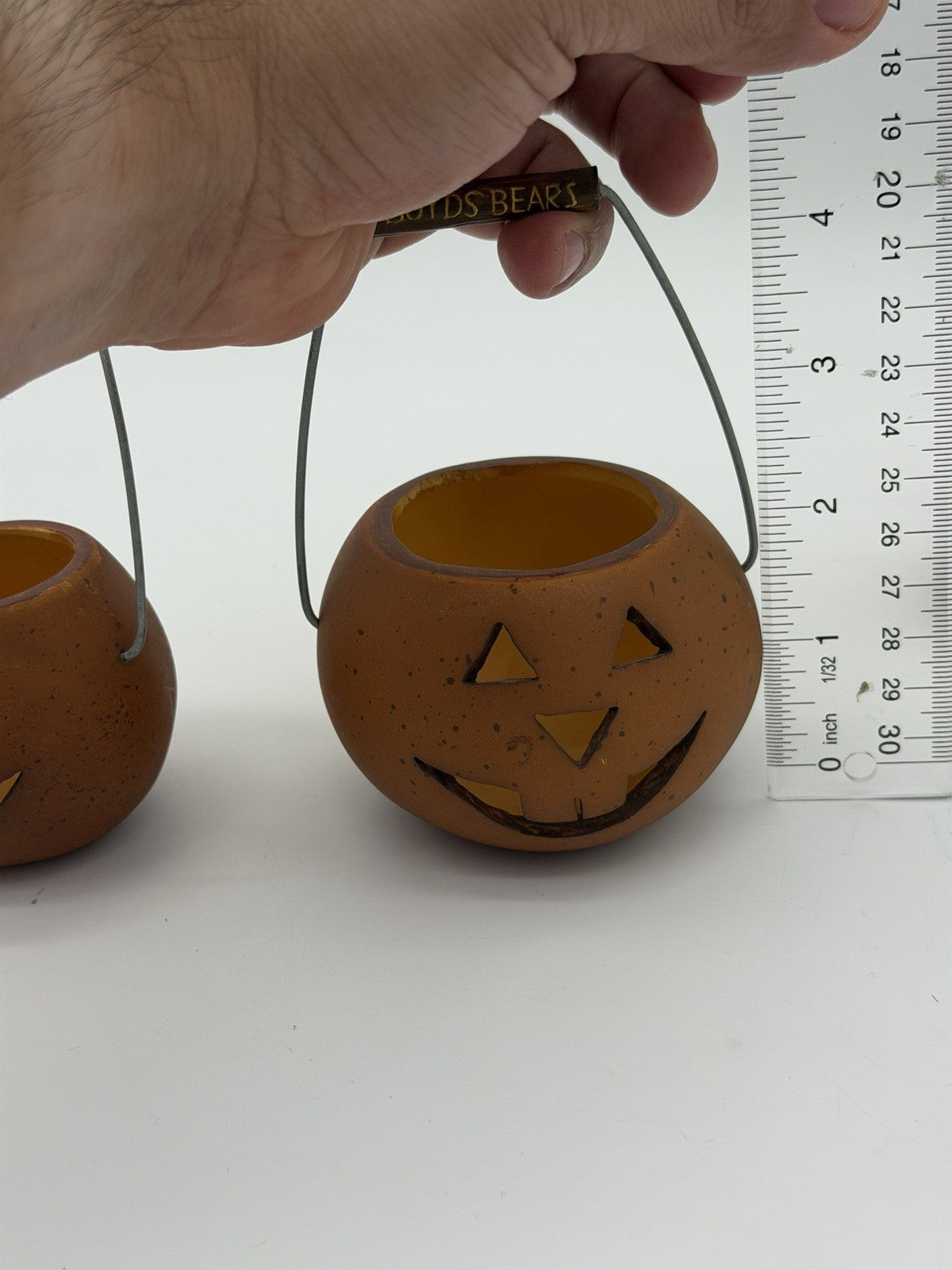 Rare Boyds Bears Mini Halloween Pumpkin Jack o Lantern Pail Buckets 1990 3 PCs