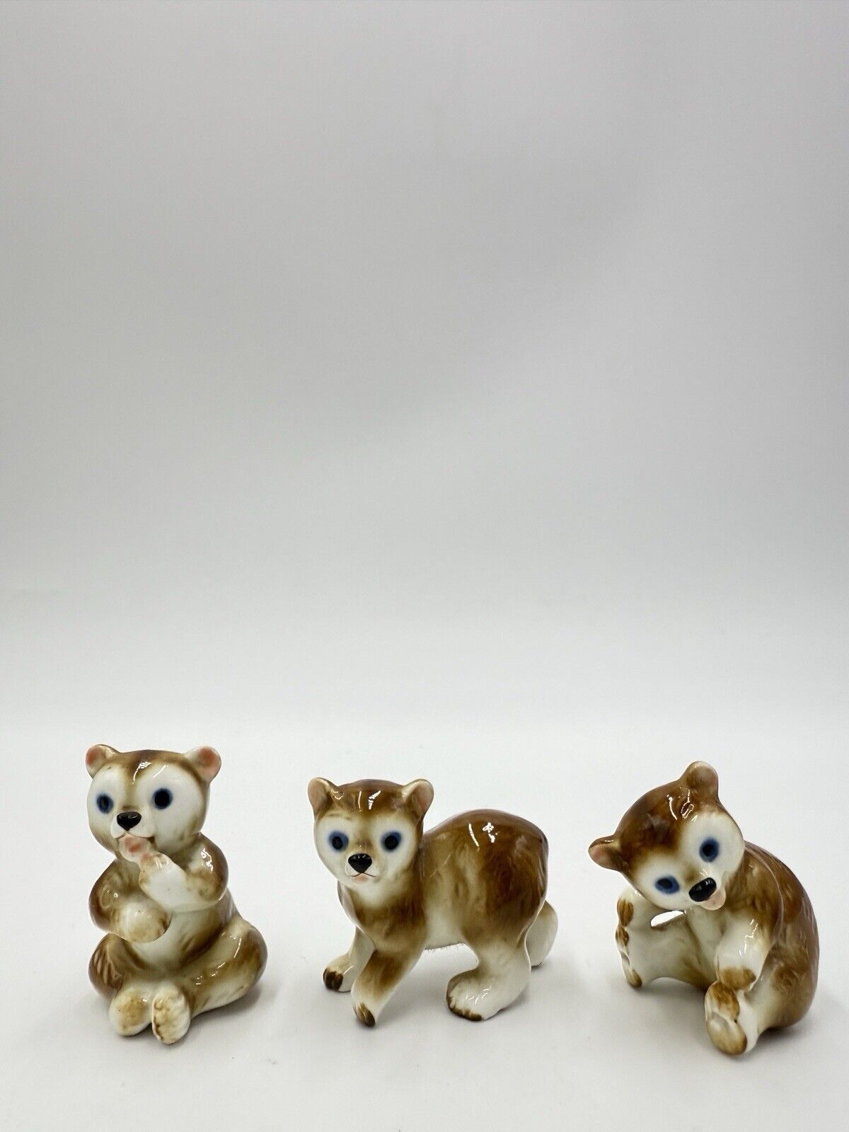 Vintage Japan Bone China Cubs Bear Set Porcelain Figurines Miniature