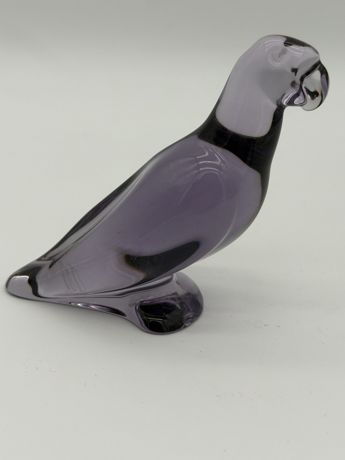 Baccarat Crystal Amethyst Purple Parrot Bird Figurine Signed (flawed)