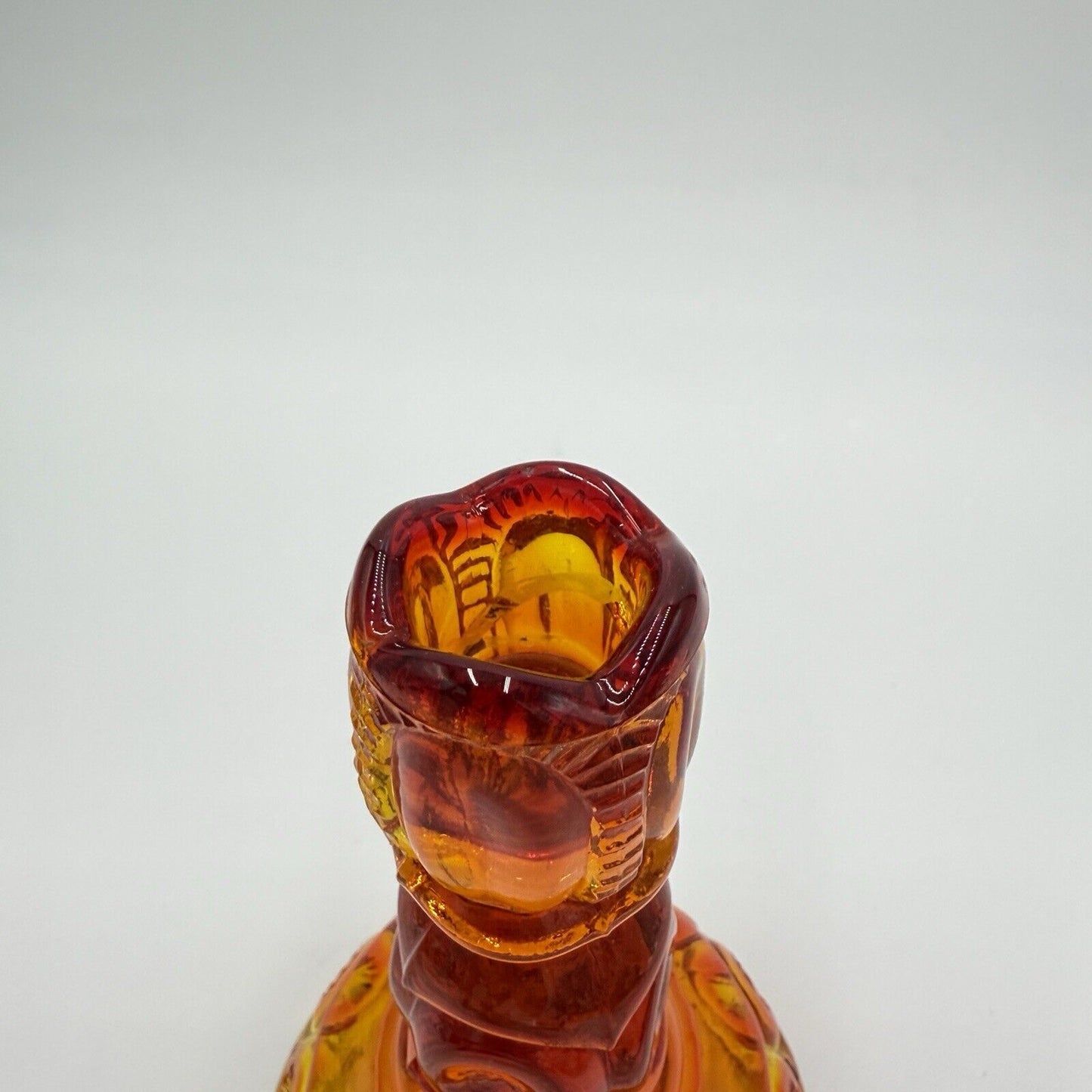 Vintage LE Smith Glass Moon & Stars Amberina Glass Candle Sticks 6” Orange Amber