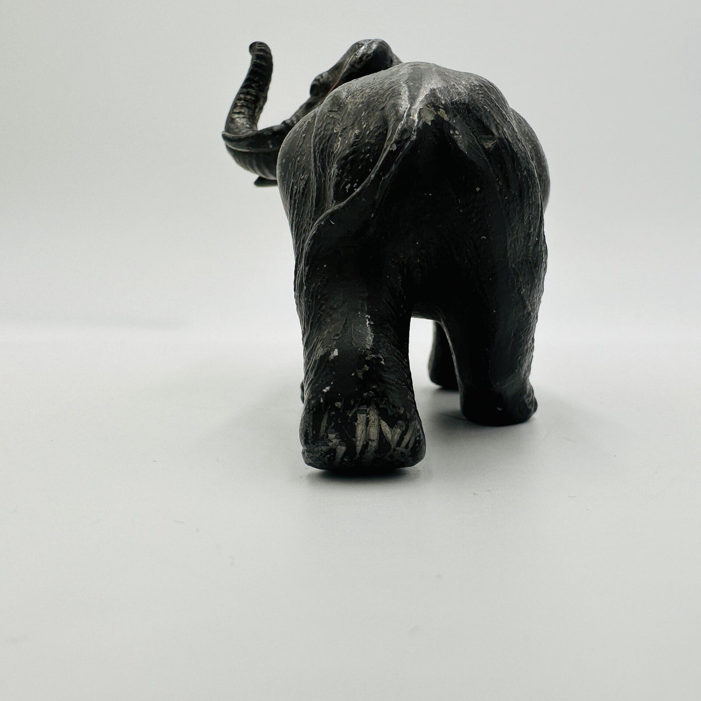 Elephant Figurine Trunk Up Realistic Japan Metal Red Ears Vintage Metal