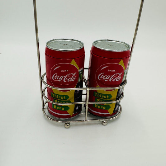 Coca Cola Tin Salt Pepper Caddy Set Official Brand Vintage Tableware Decor Metal