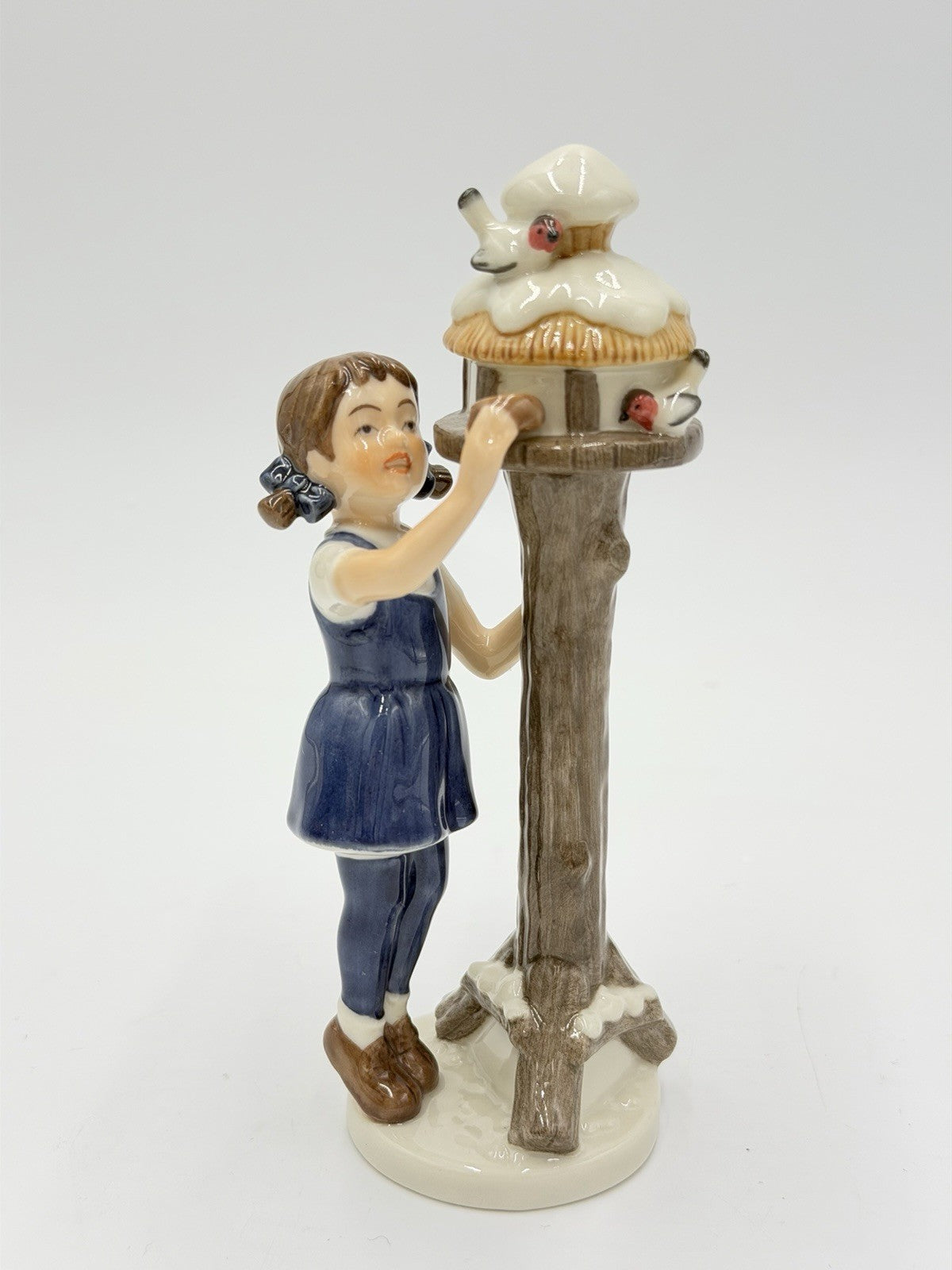 Royal Copenhagen Denmark Porcelain Painted Figurine 2001Girl Feeding Birds #757