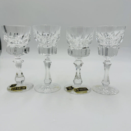 Vintage Rexxford Crystal Golden Crown E&R Yugoslavia Cordial Glasses 5”rare