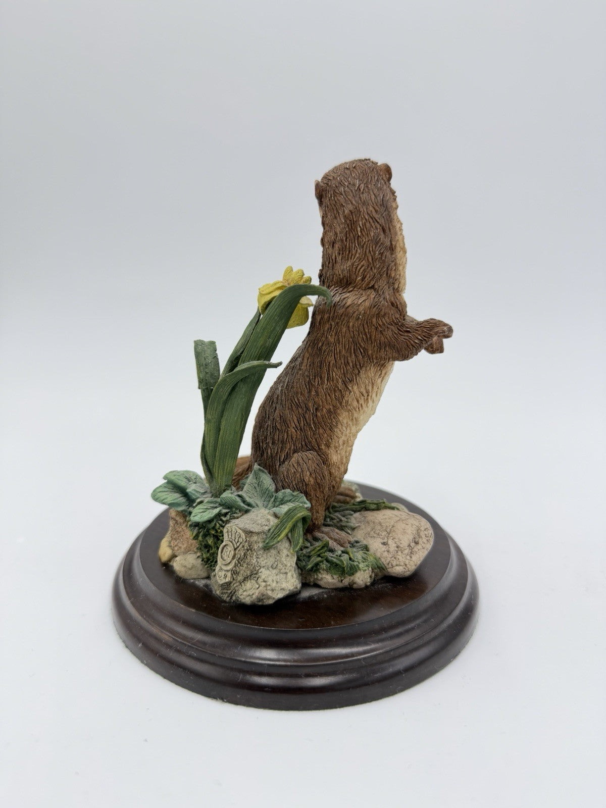 Royal Doulton Otter Figurine on Wooden Stand 1991 Signed K Sherwin England