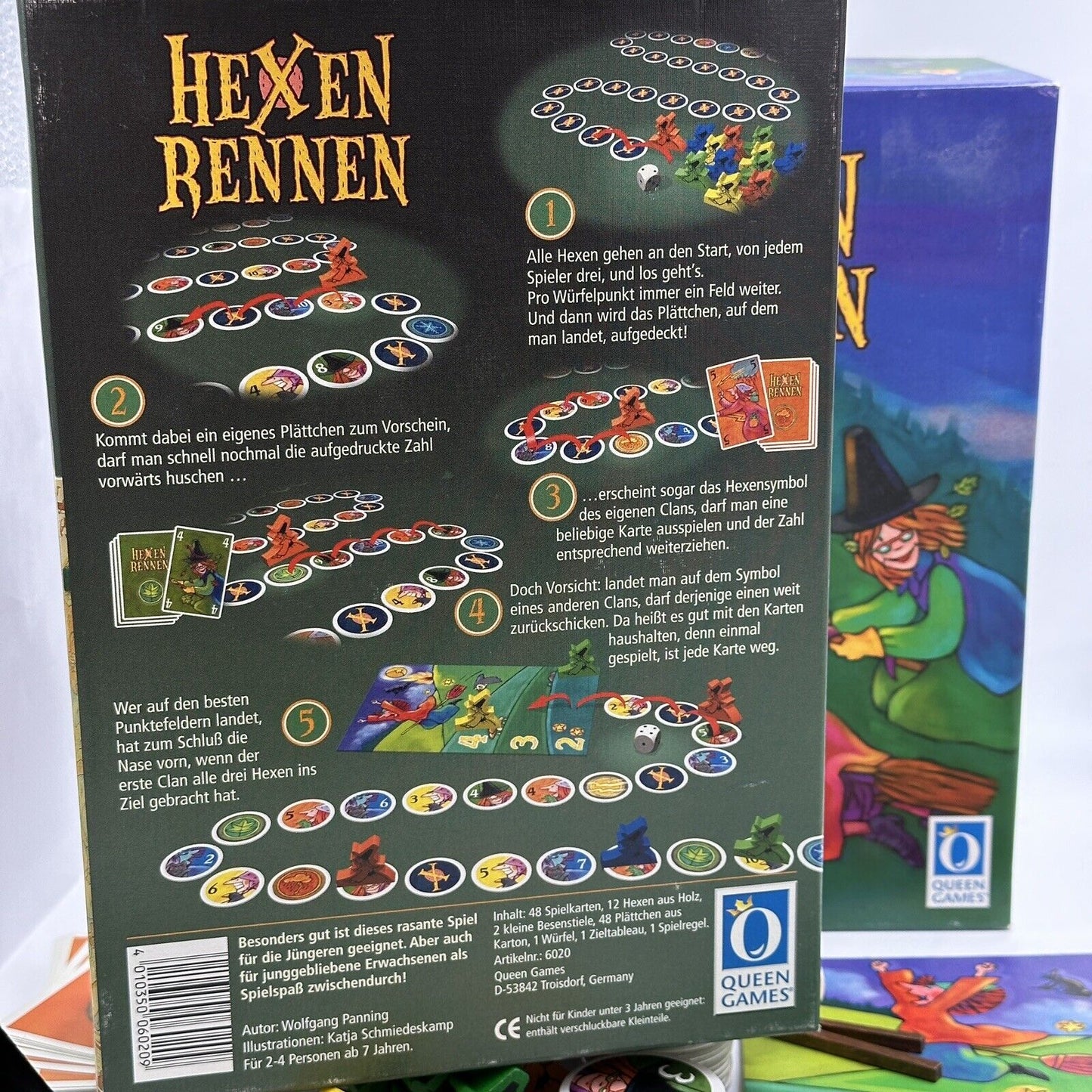 Queen Games Hexen Rennen Racing Witches Board Wooden Meeples English Rules