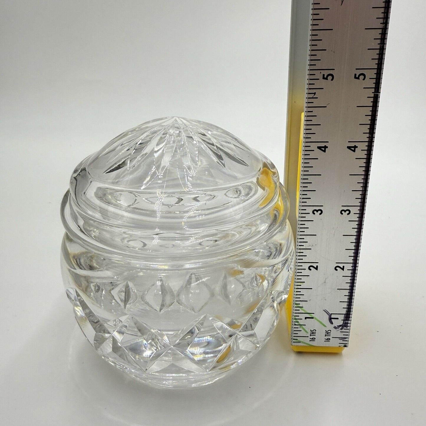 Waterford Crystal Round 4 Inch Heavy Dresser Powder Box Covered Jar Rare