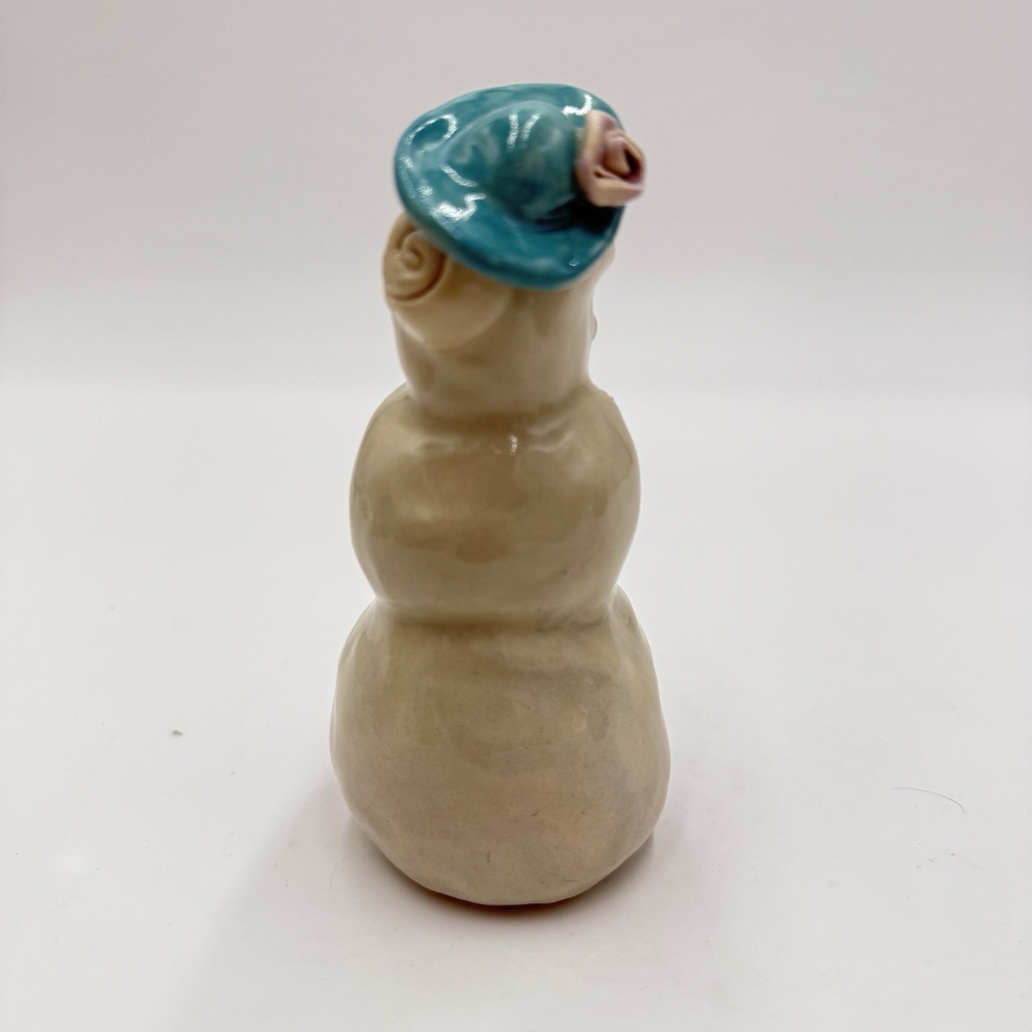 Rare Signed Studio Art Pottery Snowwoman Figurine B Clower 4.5in