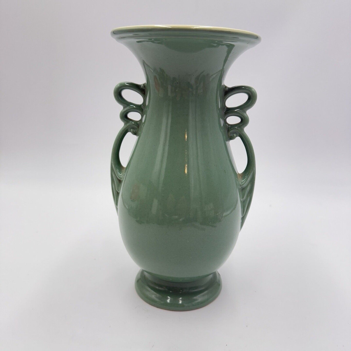 Abingdon USA Pottery 1930's Celadon Green Double Handled Vase #535 Large Rare