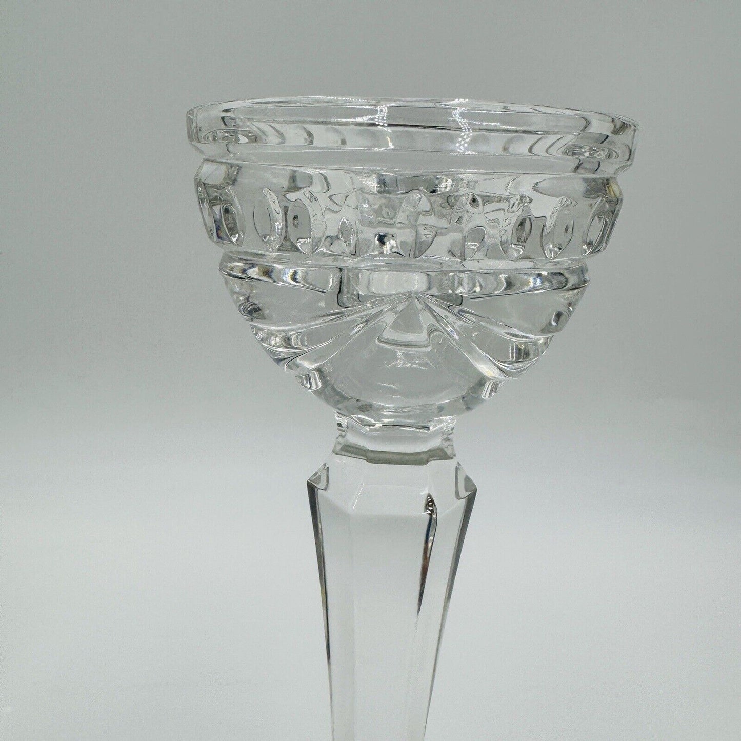 Waterford Crystal Overture Large Pair 8in Conefoot Candlesticks Vintage